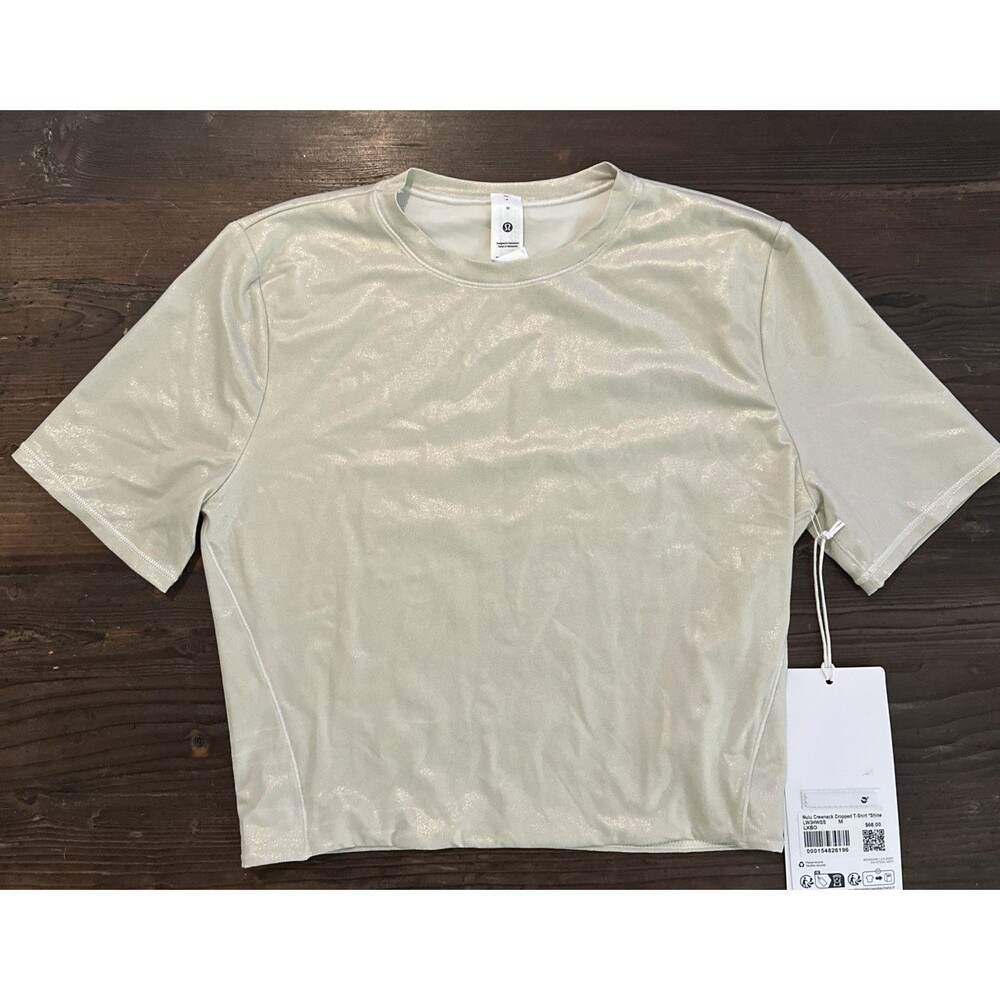 Lululemon Wundermost Nulu Crewneck Cropped T-Shirt Shine New Medium Gold